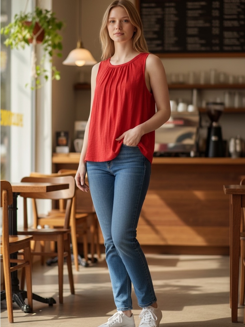 Banana Republic Red Sleeveless Scoop Neck Tank
Size: Small